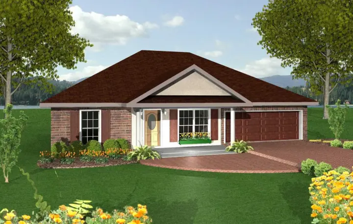 Traditional house plans 49-121 - front exterior, 1,551 sq ft, 3 bed, 2 bath house plans | Monster House Plans