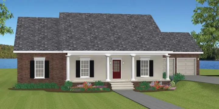 Southern house plans 49-126 - front exterior, 1,629 sq ft, 3 bed, 2 bath house plans | Monster House Plans