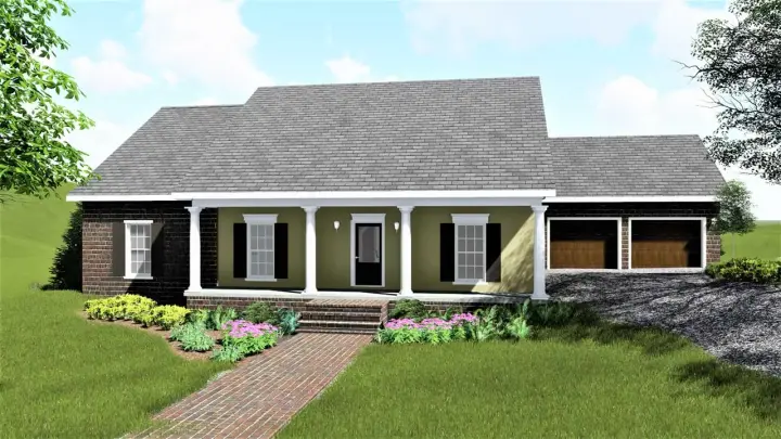 Country house plans 49-131 - front exterior, 1,729 sq ft, 4 bed, 2 bath house plans | Monster House Plans