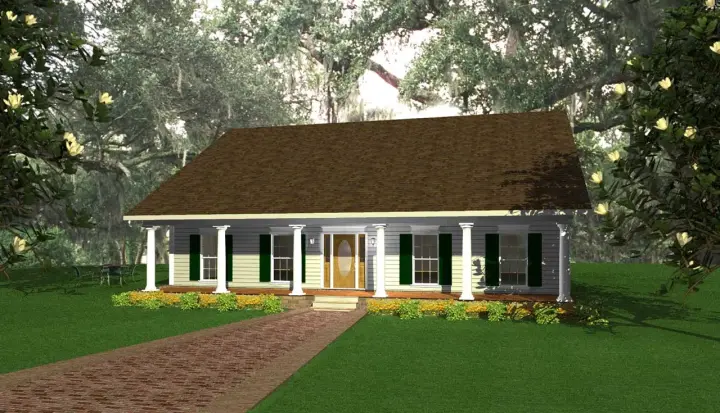Southern house plans 49-142 - front exterior, 2,052 sq ft, 3 bed, 2 bath house plans | Monster House Plans