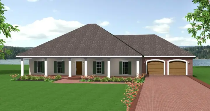 Southern house plans 49-145 - front exterior, 2,091 sq ft, 3 bed, 2 bath house plans | Monster House Plans