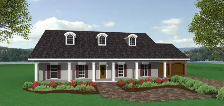 Southern house plans 49-147 - front exterior, 2,091 sq ft, 3 bed, 2 bath house plans | Monster House Plans