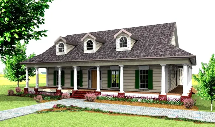 Southern house plans 49-148 - front exterior, 2,123 sq ft, 3 bed, 2 bath house plans | Monster House Plans