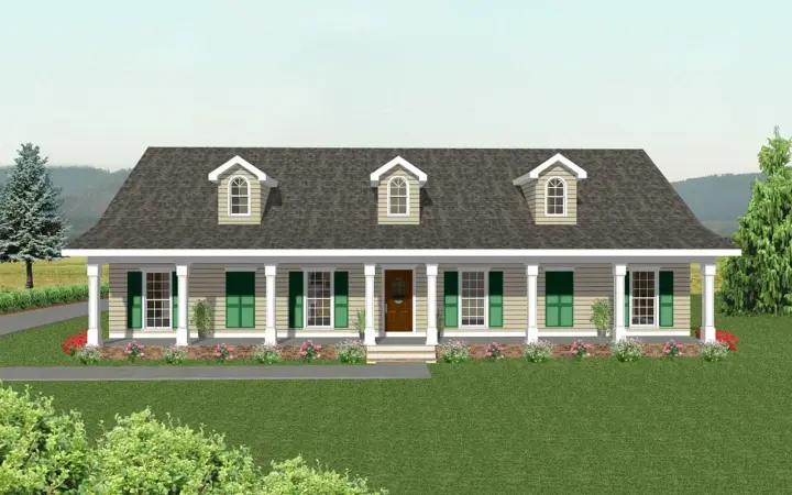 Southern house plans 49-151 - front exterior, 2,172 sq ft, 4 bed, 2 bath house plans | Monster House Plans