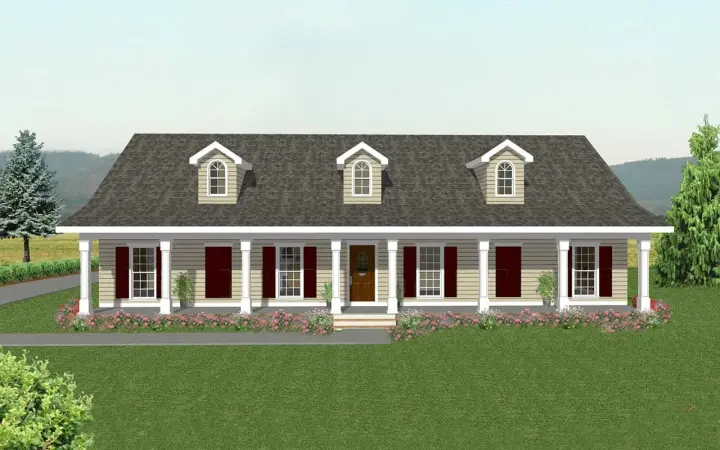 Southern house plans 49-153 - front exterior, 2,189 sq ft, 3 bed, 2 bath house plans | Monster House Plans