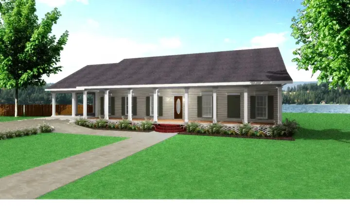 Southern house plans 49-167 - front exterior, 2,380 sq ft, 4 bed, 2 bath house plans | Monster House Plans