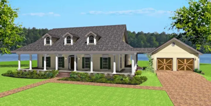 Southern house plans 49-170 - front exterior, 2,452 sq ft, 4 bed, 2 bath house plans | Monster House Plans