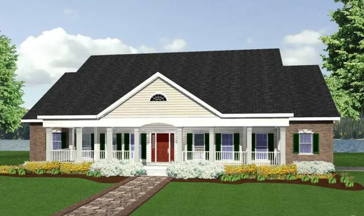Southern house plans 49-177 - front exterior, 2,726 sq ft, 4 bed, 3 bath house plans | Monster House Plans