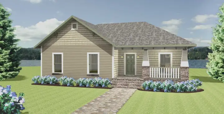 Craftsman house plans 49-182 - front exterior, 1,541 sq ft, 4 bed, 2 bath house plans | Monster House Plans