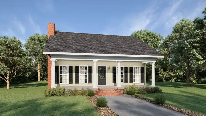 Southern house plans 49-184 - front exterior, 1,485 sq ft, 3 bed, 2 bath house plans | Monster House Plans