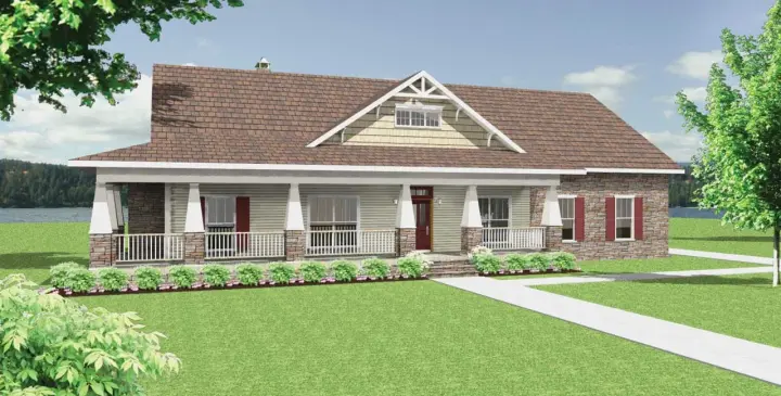 Craftsman house plans 49-185 - front exterior, 2,818 sq ft, 4 bed, 3 bath house plans | Monster House Plans
