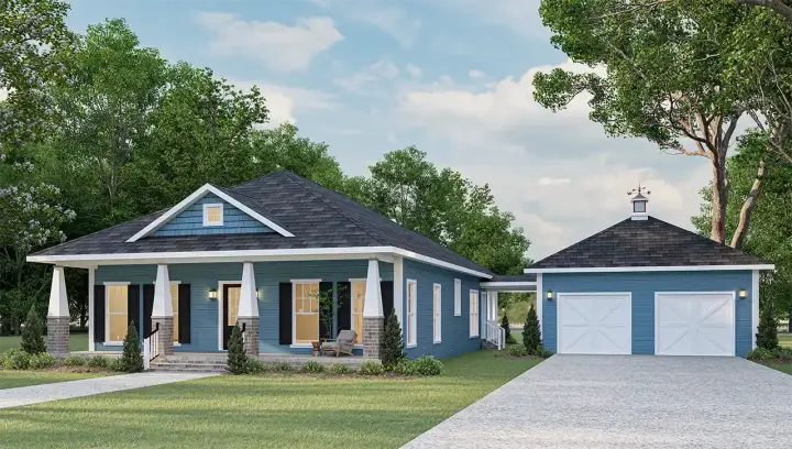 Craftsman house plans 49-192 - front exterior, 1,587 sq ft, 3 bed, 2 bath house plans | Monster House Plans