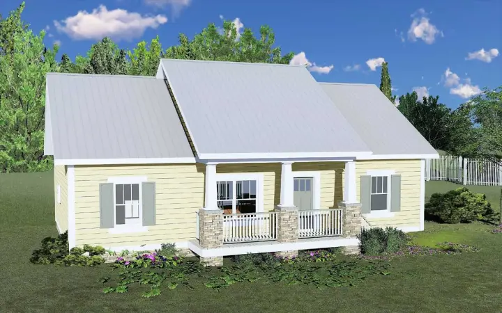 Country house plans 49-196 - front exterior, 1,311 sq ft, 3 bed, 2 bath house plans | Monster House Plans