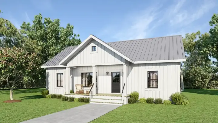 Country house plans 49-200 - front exterior, 1,311 sq ft, 3 bed, 2 bath house plans | Monster House Plans