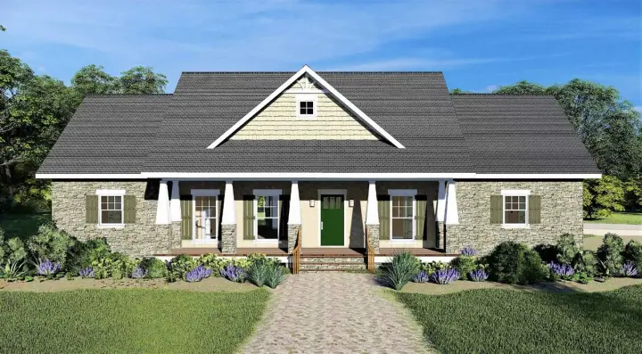 Craftsman house plans 49-201 - front exterior, 2,525 sq ft, 4 bed, 3 bath house plans | Monster House Plans