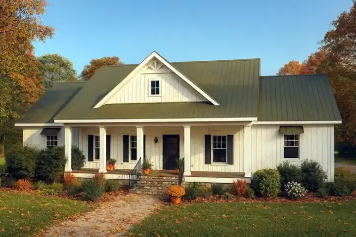 Modern Farmhouse house plans 49-202 - front exterior, 2,525 sq ft, 4 bed, 3 bath house plans | Monster House Plans