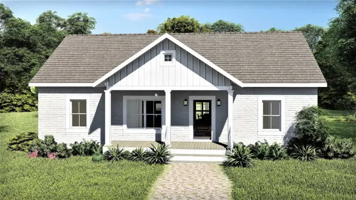 Country house plans 49-207 - front exterior, 1,311 sq ft, 3 bed, 2 bath house plans | Monster House Plans