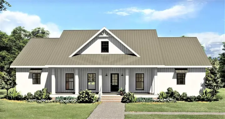 Modern Farmhouse house plans 49-209 - front exterior, 2,582 sq ft, 4 bed, 2 bath house plans | Monster House Plans