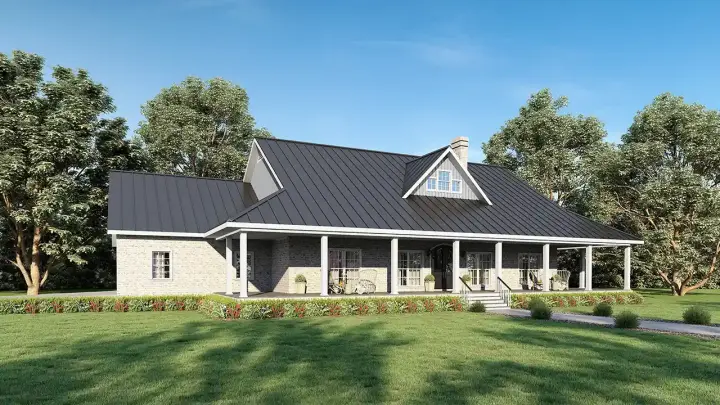 Farmhouse house plans 49-210 - front exterior, 2,090 sq ft, 3 bed, 2 bath house plans | Monster House Plans