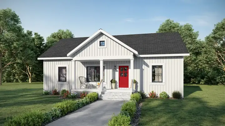 Country house plans 49-211 - front exterior, 1,035 sq ft, 3 bed, 2 bath house plans | Monster House Plans