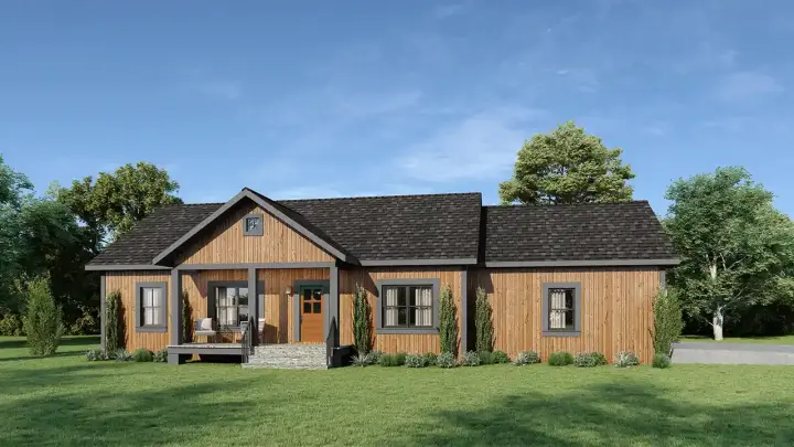 Country house plans 49-213 - front exterior, 1,311 sq ft, 3 bed, 2 bath house plans | Monster House Plans