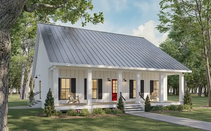 Country house plans 49-215 - front exterior, 1,520 sq ft, 2 bed, 1 bath house plans | Monster House Plans
