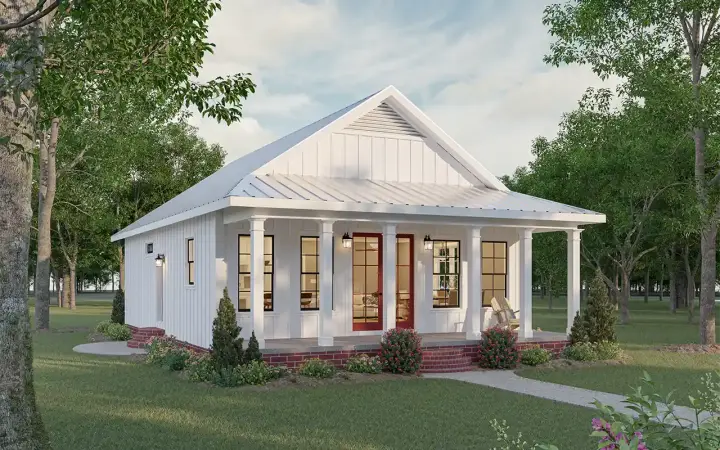 Country house plans 49-217 - front exterior, 1,120 sq ft, 2 bed, 2 bath house plans | Monster House Plans