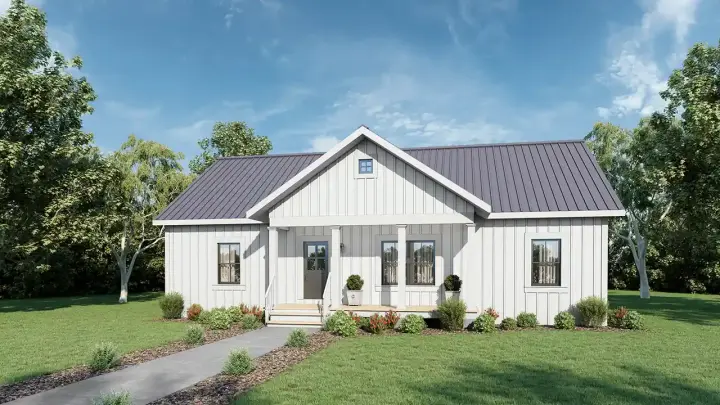Country house plans 49-221 - front exterior, 1,500 sq ft, 3 bed, 2 bath house plans | Monster House Plans