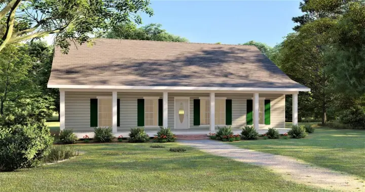 Southern house plans 49-222 - front exterior, 1,493 sq ft, 3 bed, 2 bath house plans | Monster House Plans