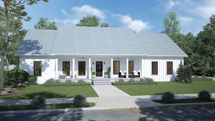 Country house plans 49-227 - front exterior, 1,615 sq ft, 3 bed, 2 bath house plans | Monster House Plans
