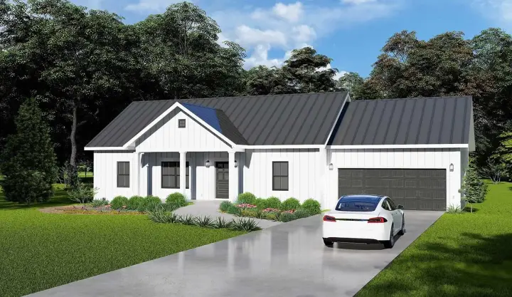 Country house plans 49-228 - front exterior, 1,311 sq ft, 3 bed, 2 bath house plans | Monster House Plans