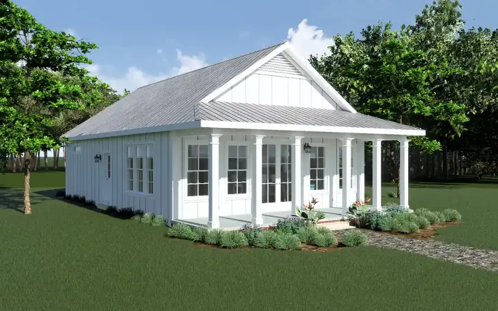 Country house plans 49-235 - front exterior, 1,158 sq ft, 2 bed, 2 bath house plans | Monster House Plans