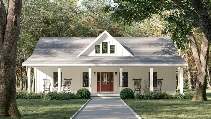 Country house plans 49-240 - front exterior, 1,416 sq ft, 3 bed, 2 bath house plans | Monster House Plans