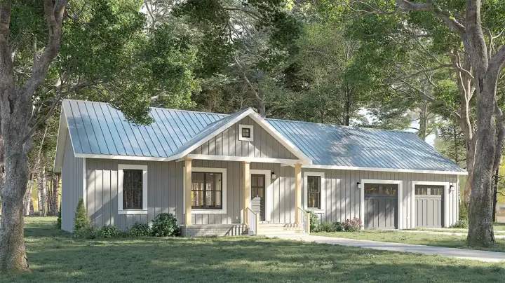 Country house plans 49-242 - front exterior, 1,311 sq ft, 3 bed, 2 bath house plans | Monster House Plans