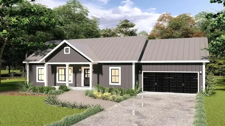 Country house plans 49-246 - front exterior, 1,623 sq ft, 4 bed, 2 bath house plans | Monster House Plans