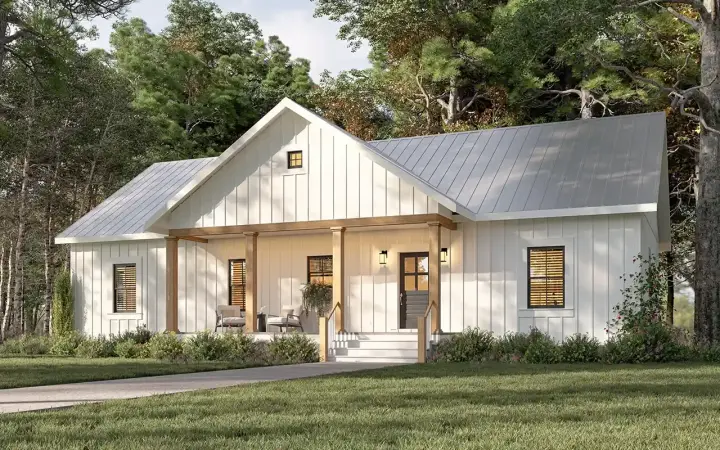 Country house plans 49-255 - front exterior, 1,404 sq ft, 3 bed, 2 bath house plans | Monster House Plans