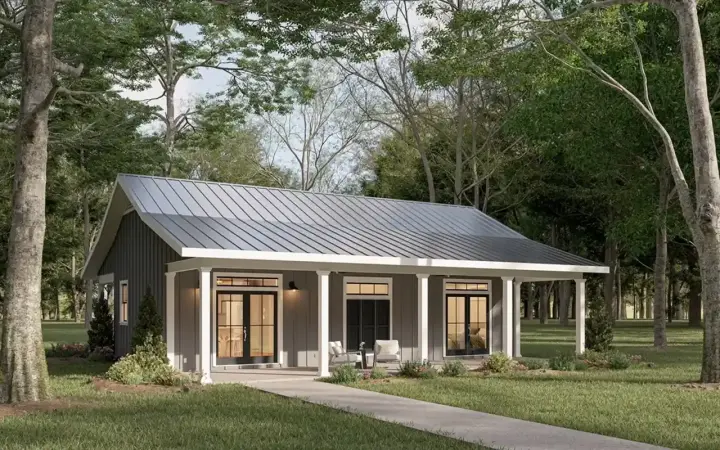 Southern house plans 49-256 - front exterior, 1,060 sq ft, 2 bed, 1 bath house plans | Monster House Plans