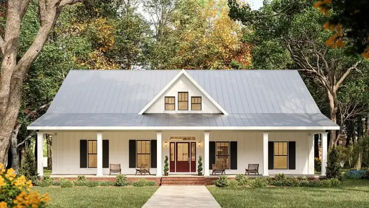 Southern house plans 49-257 - front exterior, 1,648 sq ft, 3 bed, 2 bath house plans | Monster House Plans