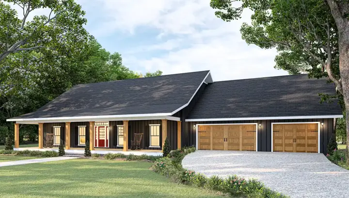 Country house plans 49-259 - front exterior, 2,096 sq ft, 4 bed, 3 bath house plans | Monster House Plans