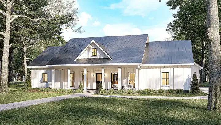 Country house plans 49-261 - front exterior, 2,076 sq ft, 3 bed, 2 bath house plans | Monster House Plans