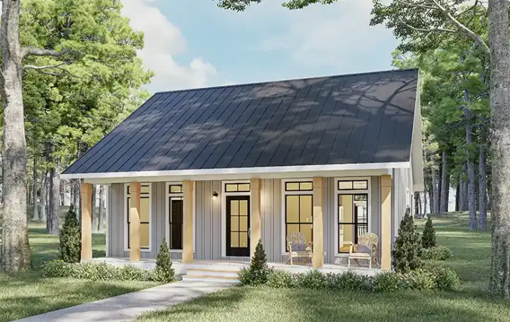 Country house plans 49-263 - front exterior, 1,056 sq ft, 3 bed, 1 bath house plans | Monster House Plans