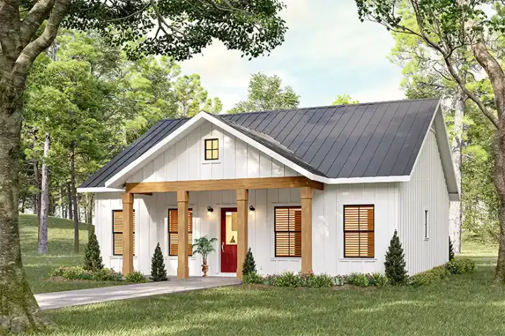 Cottage house plans 49-266 - front exterior, 1,056 sq ft, 2 bed, 2 bath house plans | Monster House Plans
