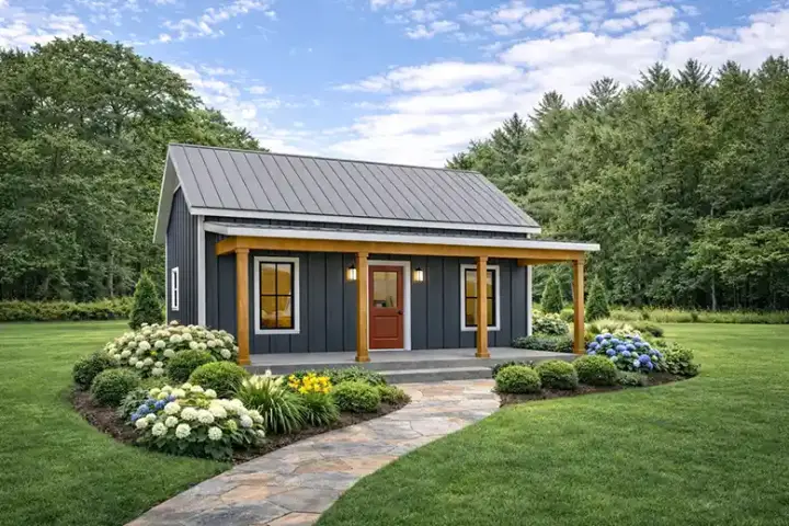 Country house plans 49-269 - front exterior, 560 sq ft, 2 bed, 1 bath house plans | Monster House Plans