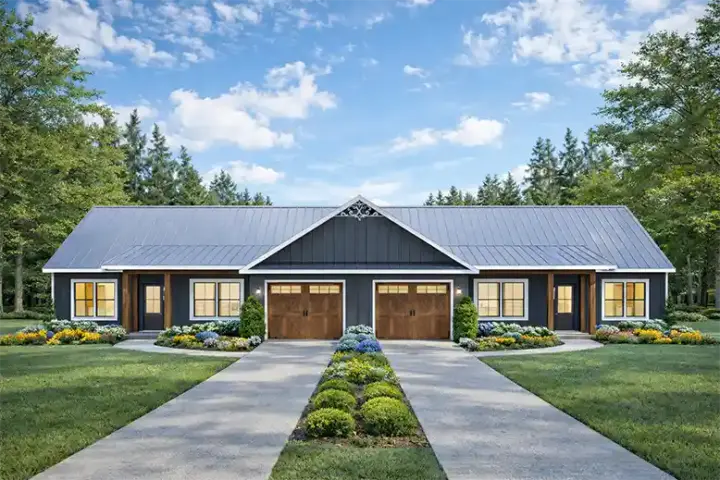 Modern Farmhouse house plans 49-271 - front exterior, 2,680 sq ft, 6 bed, 4 bath house plans | Monster House Plans
