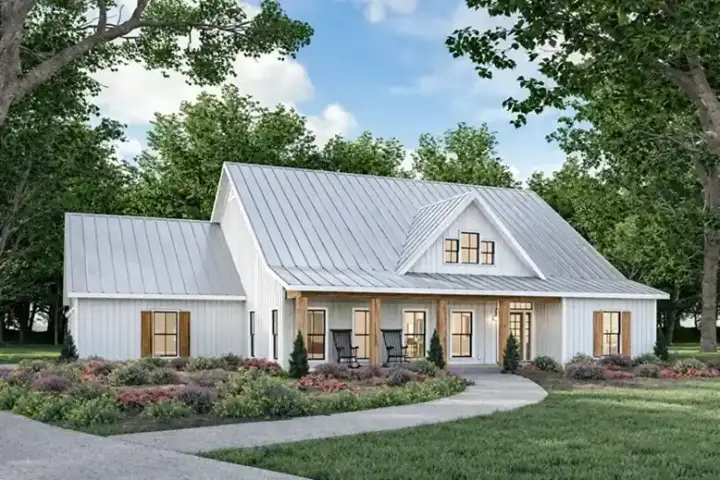 Modern Farmhouse house plans 49-273 - front exterior, 2,215 sq ft, 3 bed, 2 bath house plans | Monster House Plans