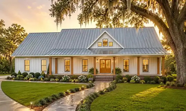 Modern Farmhouse house plans 49-275 - front exterior, 2,352 sq ft, 4 bed, 3 bath house plans | Monster House Plans