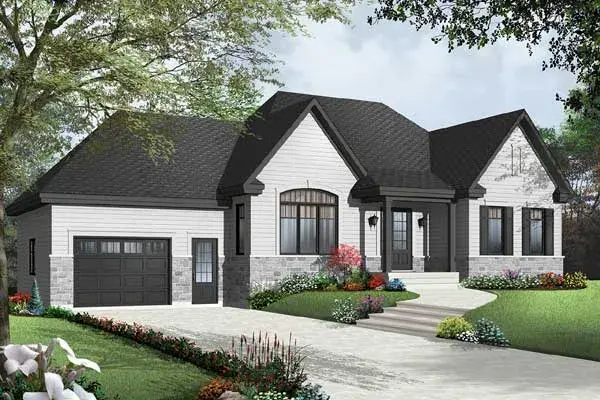 Traditional house plans 5-1022 - front exterior, 1,148 sq ft, 2 bed, 1 bath house plans | Monster House Plans