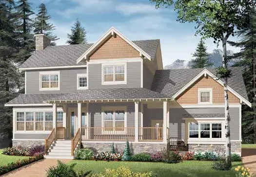 Craftsman house plans 5-1038 - front exterior, 2,185 sq ft, 3 bed, 2 bath house plans | Monster House Plans