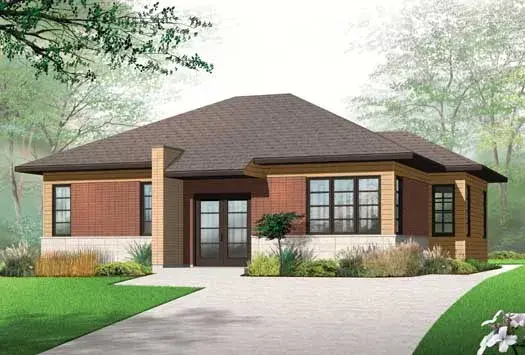 Modern house plans 5-1054 - front exterior, 1,146 sq ft, 2 bed, 1 bath house plans | Monster House Plans