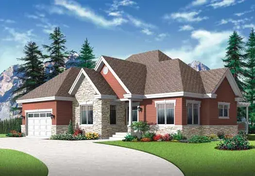 Traditional house plans 5-1058 - front exterior, 1,686 sq ft, 1 bed, 1 bath house plans | Monster House Plans